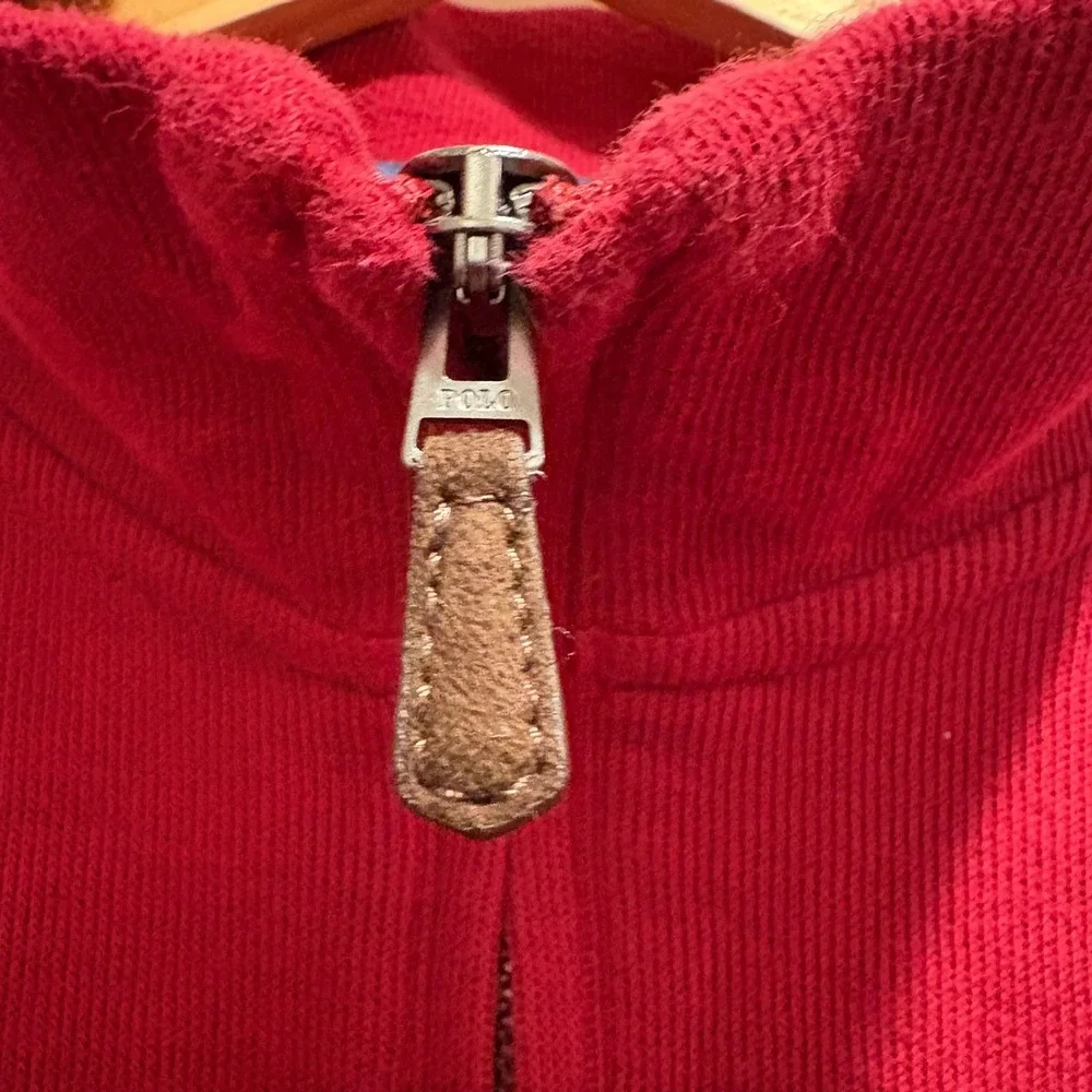 Polo Ralph Lauren Men Estate Rib Quarter 1/4 Zip Pullover Sweater Burgundy Red L